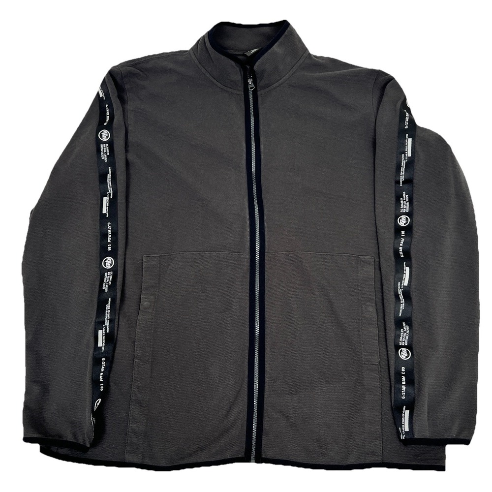 G-Star Raw Logo Tape Track Jacket Men's 2XL Full Zip Black Long Sleeve